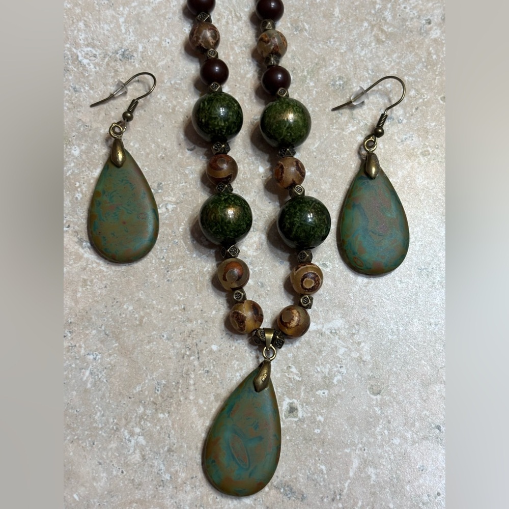 Green and Brown beach glass Set
